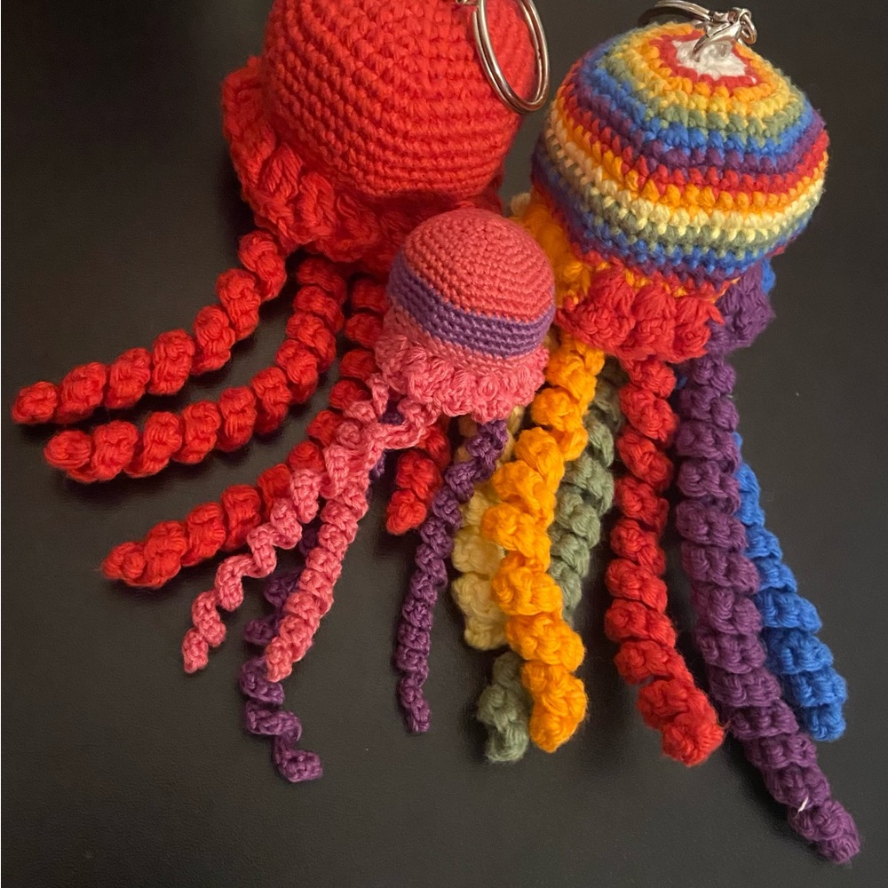 Colorful Crochet Jellyfish Keychains